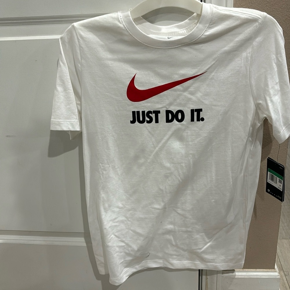 Nike white “just do it” short sleeve shirt